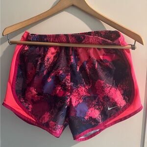 Nike Pink and Purple Athletic Shorts with Tie-Dye Design